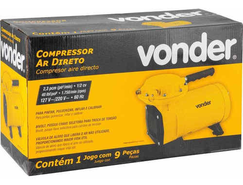 Compressor De Ar Direto 1/2hp Com Kit Multiuso Bivolt Vonder