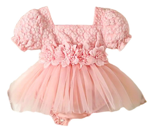 Bodie Vestido Beba Tul Flores Fiesta Bautismo