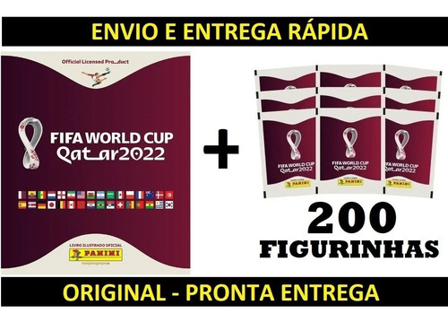 Álbum Copa Do Mundo 2022 + 200 Figurinhas Copa Catar Oficial