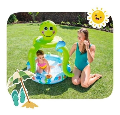 Pileta Inflable Infantil Vinilo Pulpo 102x104cm 45lt Intex 