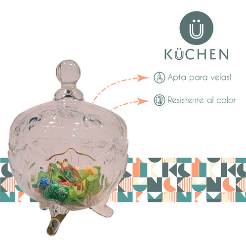 Imagen 3 de 10 de Frasco Souvenir Caramelera De Vidrio Con Pie 20 Cm Cuotas
