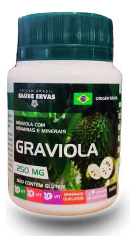 Suplemento Em Cápsula Muwiz  Premium Graviola Vitaminas/minerais Graviola Sabor  Natural Em Pote De 120g 60 Un  Pacote X 3 U