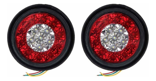 Luces Traseras De Coche Redondas Led Ámbar Rojo 16led 12v Pa