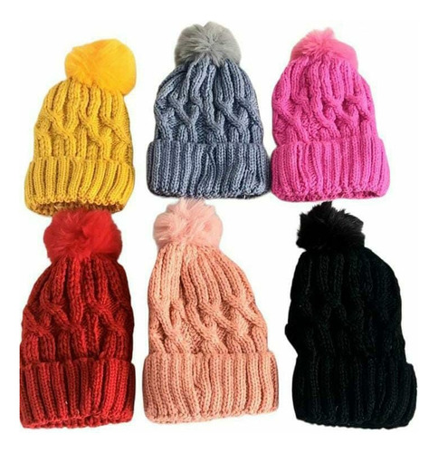 Gorro Tejido De Invierno Con Ponmpón 