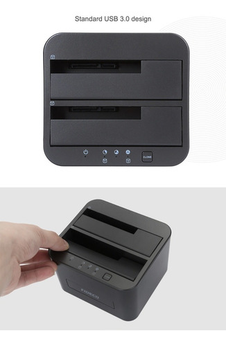 Imagen 5 de 9 de Docking Station Clonador 2 Bahias Disco Sata Hdd Ssd Fideco