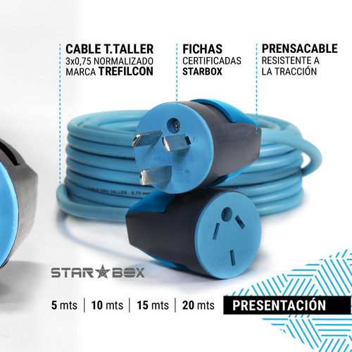 Imagen 4 de 7 de Pack X2 Prolongador Alargue Starbox Tripolar Normalizado 3 M