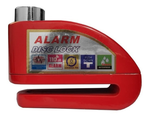 Imagen 2 de 6 de Candado Traba Disco Alarma Moto Bici 2 Llaves Calidad Gm