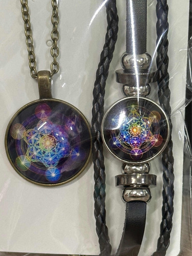 Conjunto Pulsera Y Collar Cubo Misterioso Metatrón Hexagrama