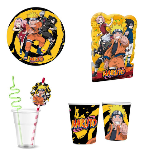 Combo Naruto Cumpleaños 8 Invitados 4 Items Piñata 