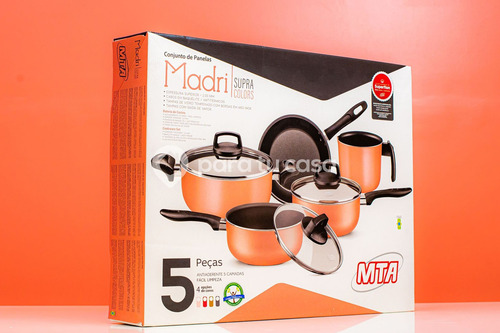 Batería Cocina Olla Cacerola Aluminio Teflón Madri 5p Mta