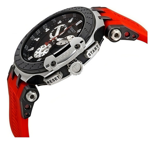 Reloj Tissot T-race T115.417.27.051.00 Original Color De La Correa Rojo Color Del Bisel Negro Color Del Fondo Negro
