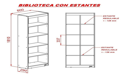 Imagen 4 de 4 de Biblioteca Con Estantes Moderna 5 Estantes Hogar Oficina