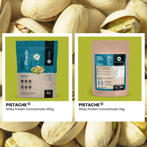 Whey Protein Concentrado Pistache 34g Kit Com 5 Unidades