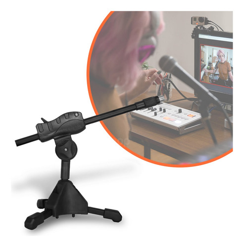 Pedestal Para Microfone Mesa Ou Bumbo Ibox Smms Regulagem