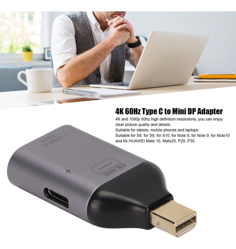 Adaptador Usb C Hembra A Mini Displayport Macho 4k 60hz