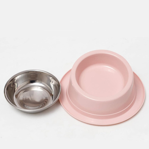 Plato De Acero Con Dispensador De Agua Comedero Perros Gatos