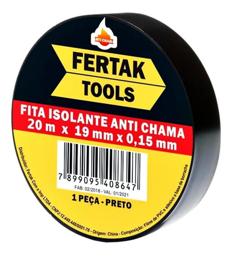 Fita Isolante Anti Chama 19mmx20x0.15mm - Fertak 10 Unidades