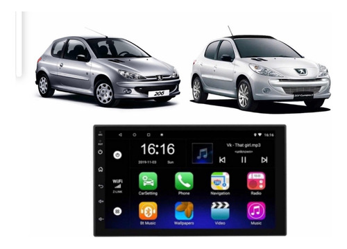 Multimedia Android 7 Peugeot 206 207  Wifi Gps Cam Reversa