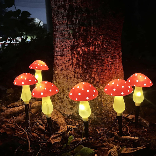 Cadena Solar Led De Luces Led En Forma De Hongo Para Jardín
