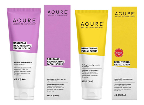 Acure Pore Aclarar & Iluminador Facial Scrub Y Exfoliator B.