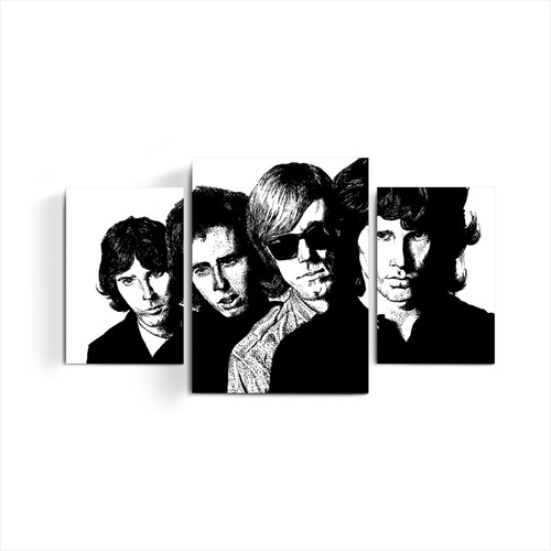 Cuadro Triptico The Doors Banda Foto Blanco Y Negro Musica