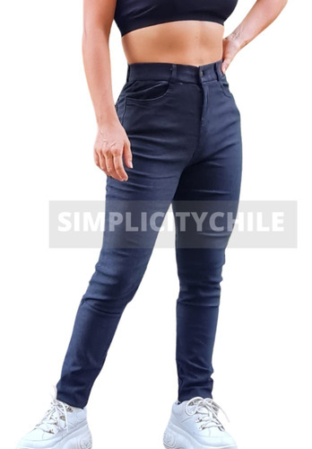 Pantalón Leggins Mujer Elasticados Tiro Alto Tela Jeans 