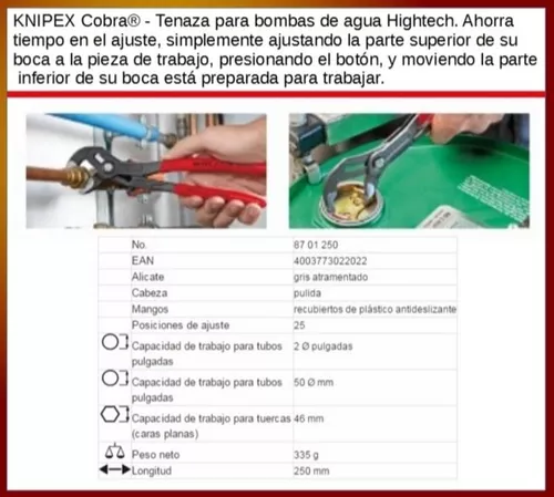 KNIPEX Cobra® Tenaza para bombas de agua