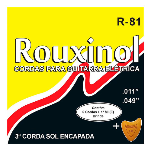 Encordoamento Para Guitarra Aço Rouxinol 011-049 R81