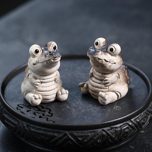 Cerâmica Jacaré Mini Chá Pet Estatueta Lembrança Kung Fu