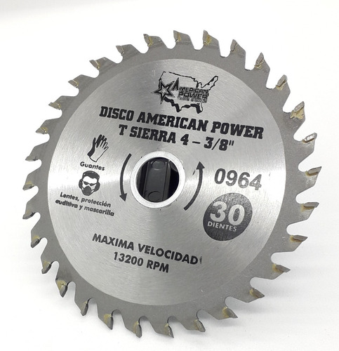 Disco American Power 30 Dientes Carburo Corte Madera Esmeril