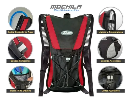 Mochila Hidratación Hiking Campismo Ciclismo+2l Bolsa Agua Gris