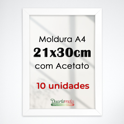 Kit 10 Porta Retrato A4 21x30 Com Acetato Certificados Fotos Cor Branco