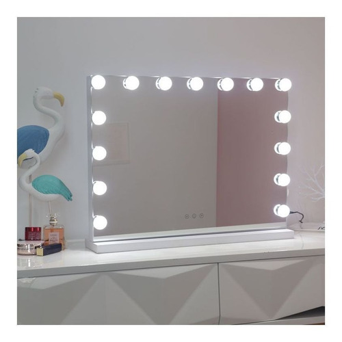 Imagen 2 de 2 de Espejo D Mesa P Maquillaje C 15 Luz Led Botón Táctil 58x46cm