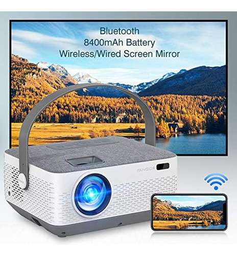 Fangor Proyector Wifi Bluetooth 8400mah Batería, Proyector D