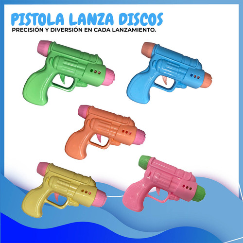 Pistola Lanza Discos De Juguete Pack X10 Souvenir Cumpleaños Pack X 10 Colores Surtidos