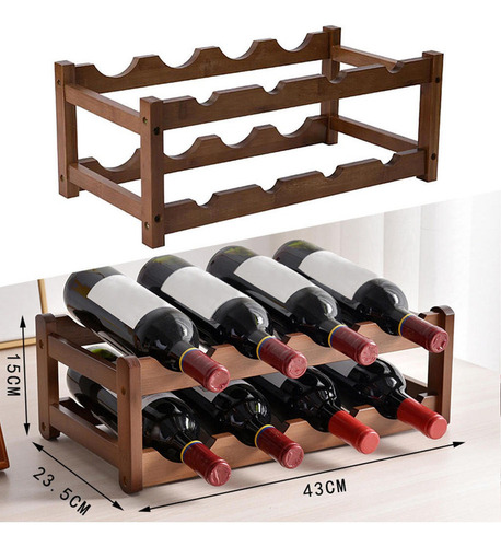 S Estante De Vino De Botella Apilable Rústico, Organizador