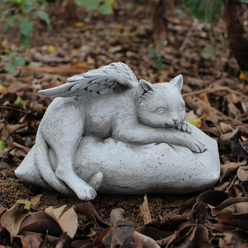 De Ángel Mascota Gato Estatua Figurita Decorativa Casa
