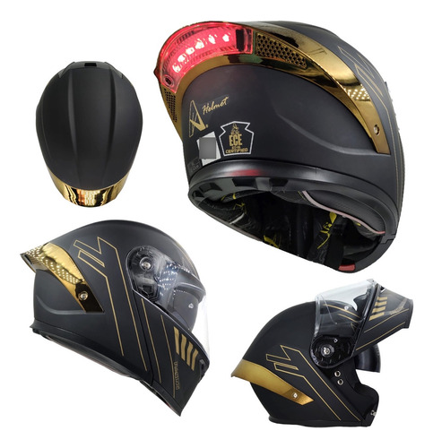 Casco Moto Certificado Ece2206 Abatible Vendetta + Luz Led 