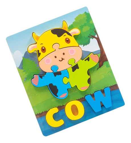 Niños 3d Formas Letra Madera Rompecabezas 14,8 Cm X 17,8 Cm