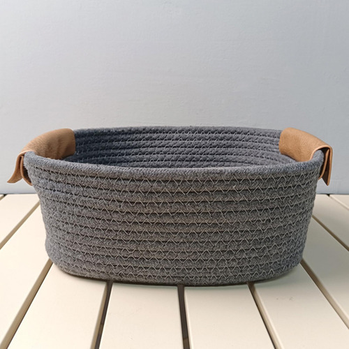 Cesta De Almacenamiento Tejida Cesta De Frutas Gris L
