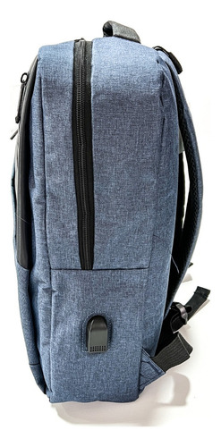 Mochila Hombre Mujer Escolar Notebook Usb Mod09 - Impacto Color Azul