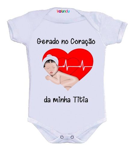 Body Temático Infantil Gerado Coração Da Titia