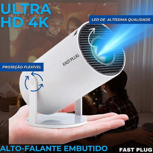 Hy300 Projetor mini Portátil 110/220v Cor Branco Fast Plug