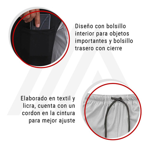 Imagen 7 de 10 de Short Gimnasio Licra Bolsillo Poliester Hombre