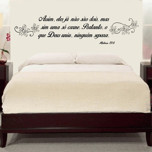 Adesivo Parede Cabeceira Cama Box Casal Frase Bíblica Linda