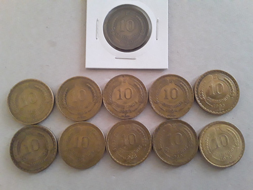 Serie Completa 10 Centésimos Chile De 1960 A 1970