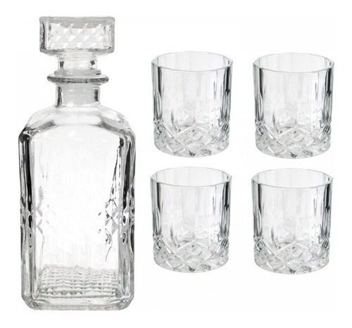 Set Whisky Botellon + 4 Vasos Whisky Pettish Online Vc