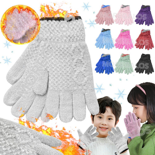 Guante De Lana Chicos Niños Infantil Invierno Varios Colores