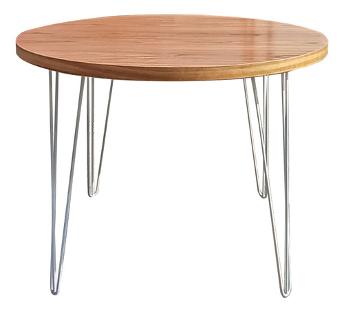 Mesa De Comedor Redonda Madera Con Patas Hairpin 110 Cm