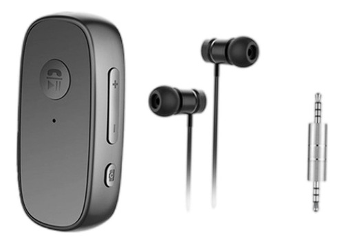 Bluetooth Music 3.5mm Aux Adaptador De Negro Con Audífono